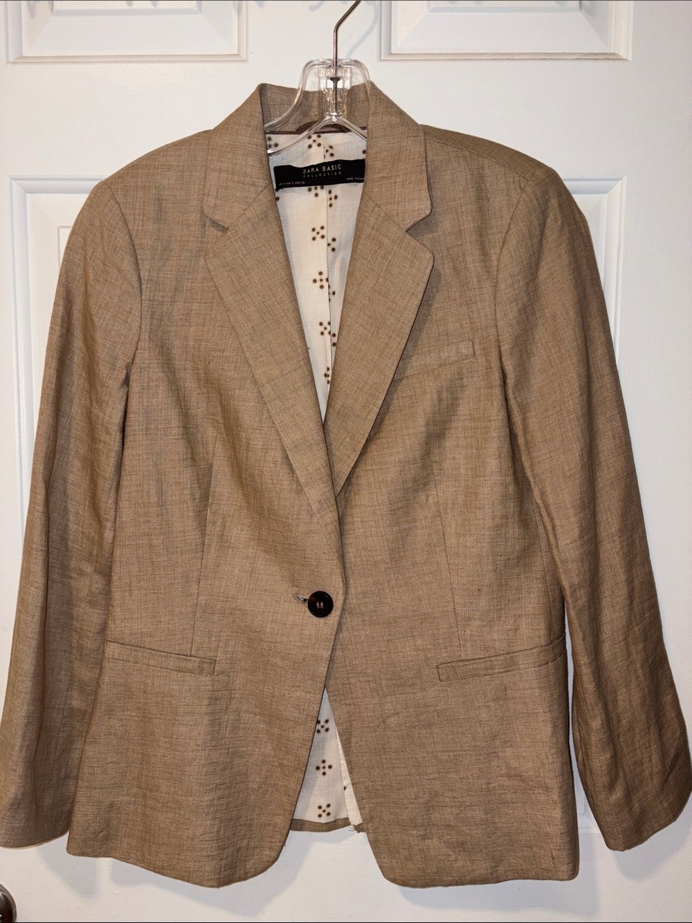 Zara Beige/Tan Single-Button Women's Blazer